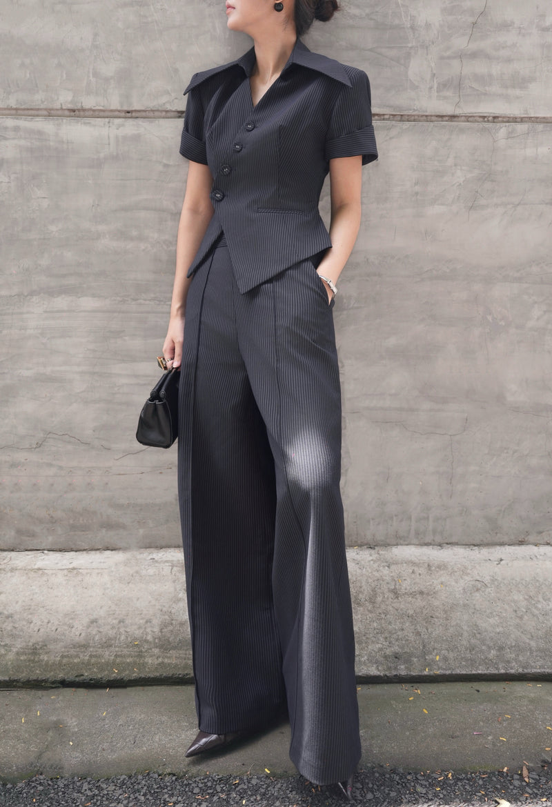 STRIPE WIDE-LEG PANTS