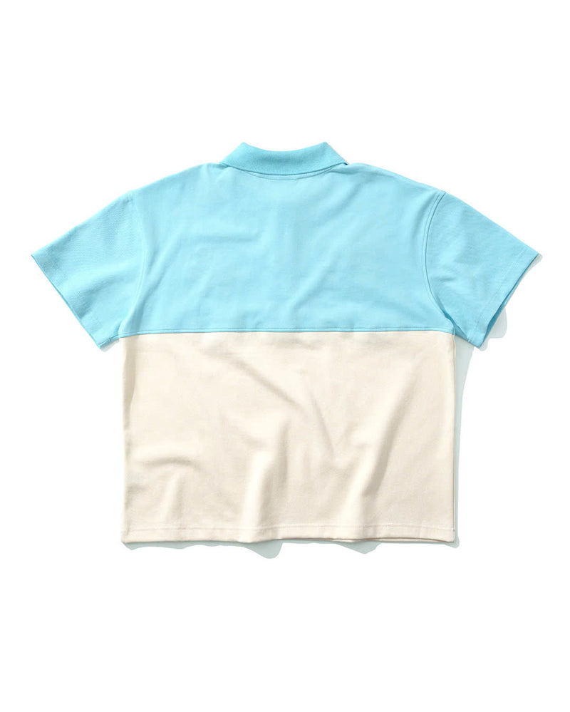 AQUA BLUE/CREAM CHIN POLO SHIRT