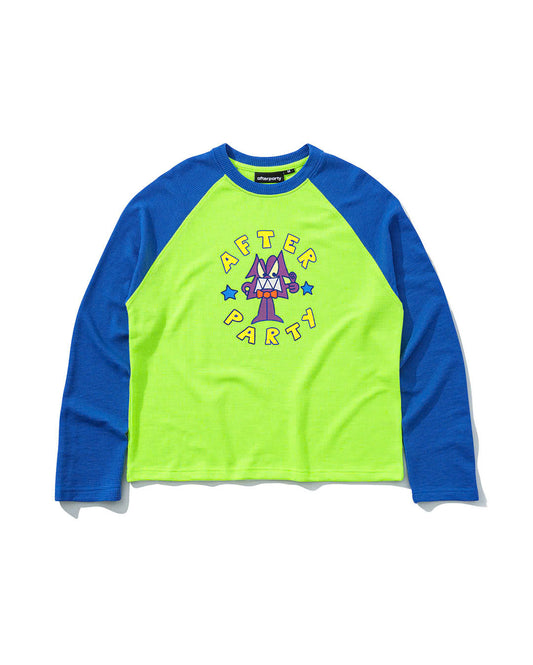 NEON GREEN CHIN WAFFLE RAGLAN TEE