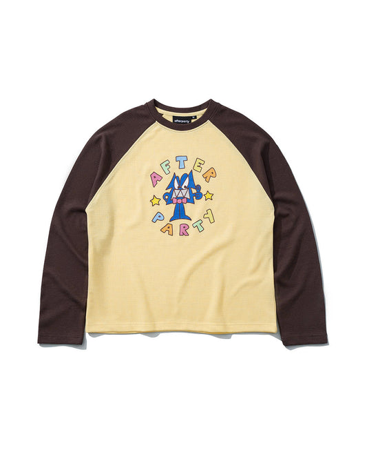 CREAM YELLOW CHIN WAFFLE RAGLAN TEE