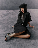 BLACK EASE PLEAT SHORTS