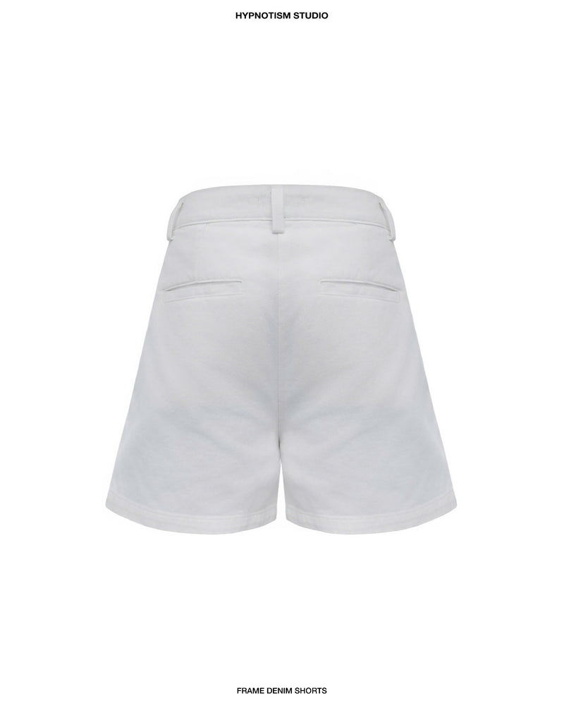 WHITE FRAME DENIM SHORTS
