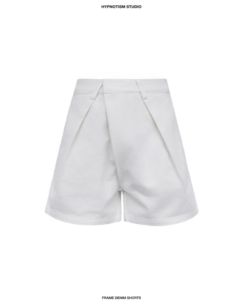 WHITE FRAME DENIM SHORTS