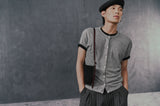 GREY STRIPED CRUDE TROUSERS