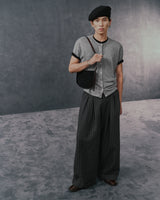 GREY STRIPED CRUDE TROUSERS