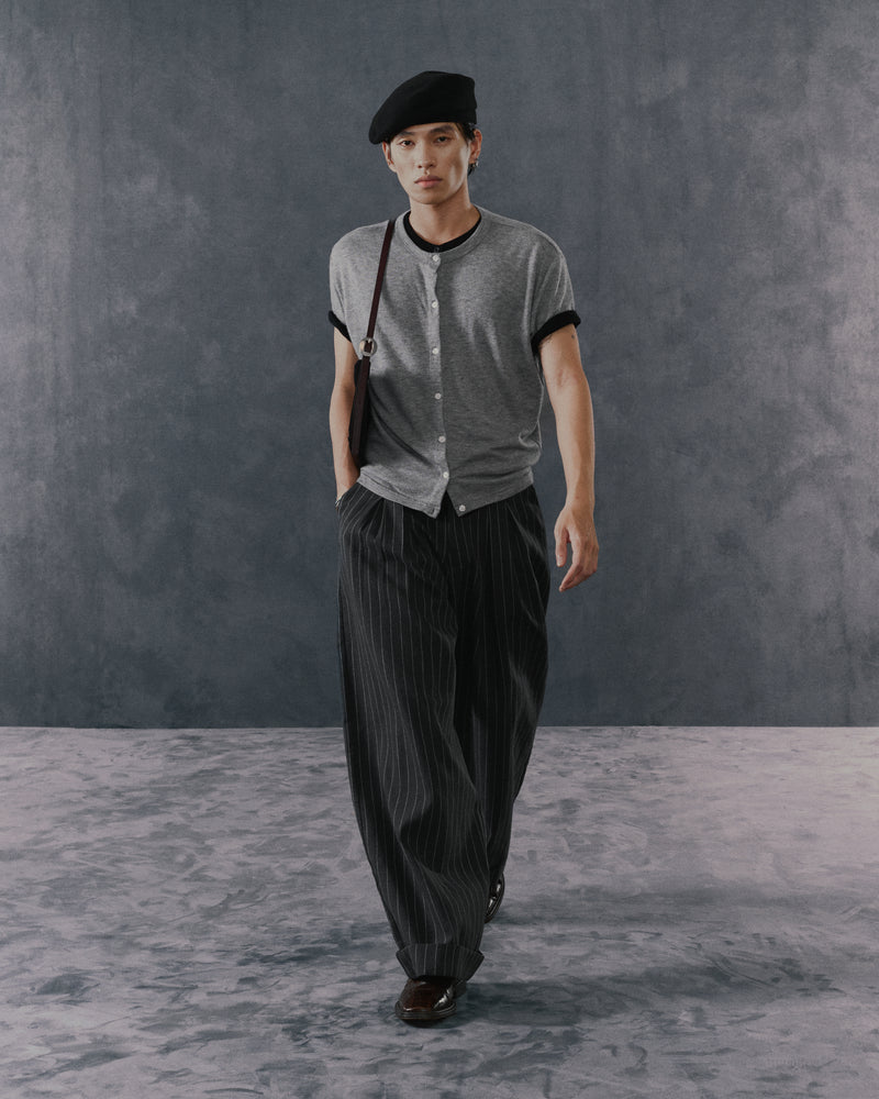 GREY STRIPED CRUDE TROUSERS