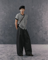 GREY STRIPED CRUDE TROUSERS