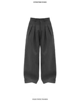 GREY STRIPED CRUDE TROUSERS