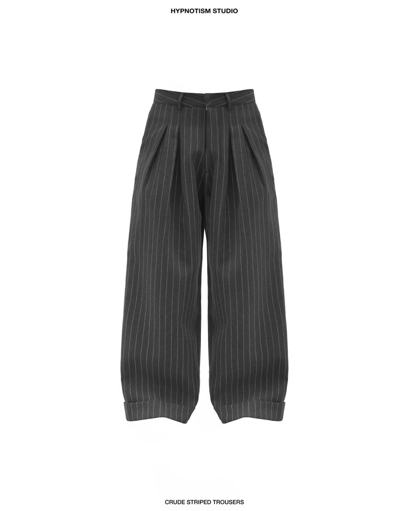 GREY STRIPED CRUDE TROUSERS