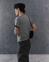 GREY STRIPED CRUDE TROUSERS