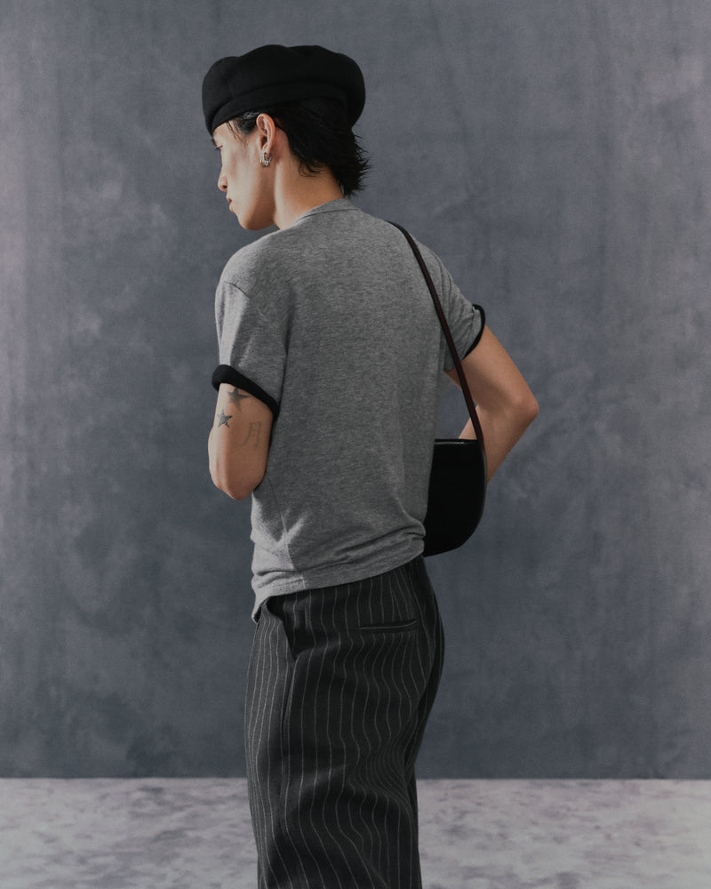 GREY STRIPED CRUDE TROUSERS