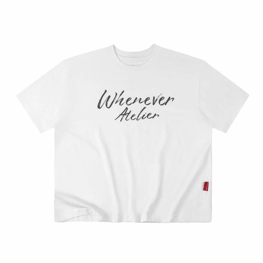 WHITE “WHENEVER” SIGNATURE SCRIPT T-SHIRT 