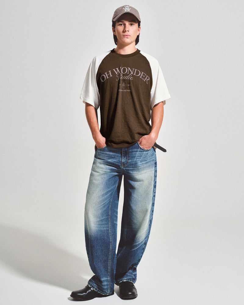 OWST ATHLETIC GRAPHIC RAGLAN T-SHIRT / BROWN