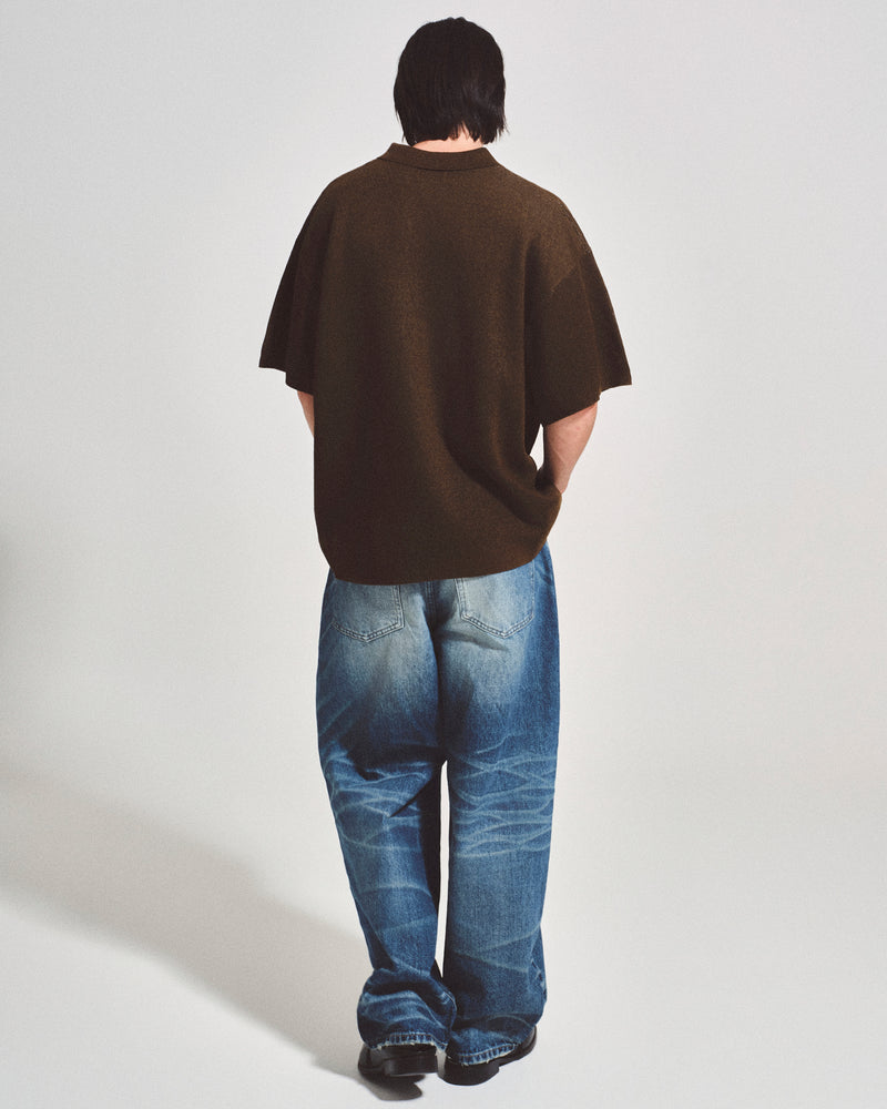 OWST COLLAR KNITTED TEE - BROWN