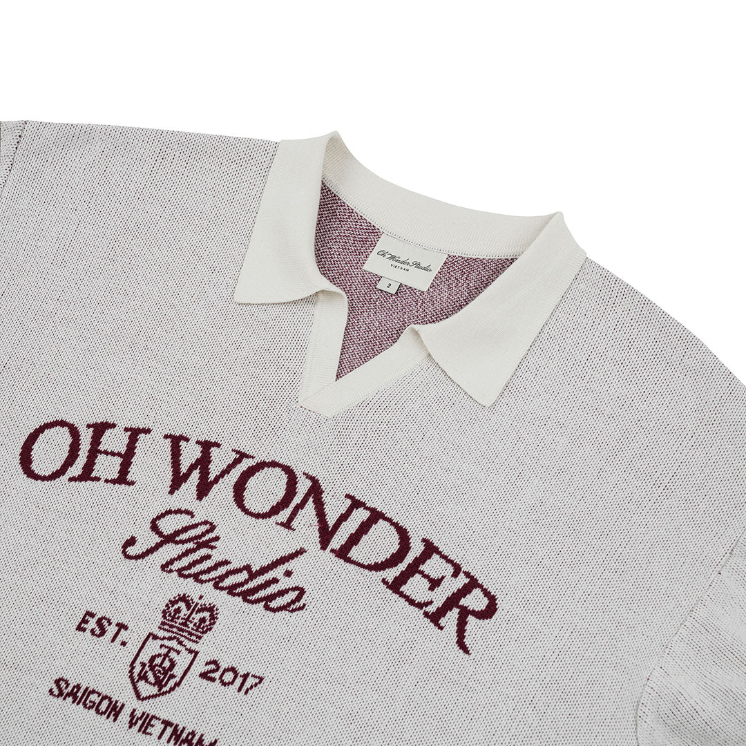 OWST COLLAR KNITTED TEE - CREAM