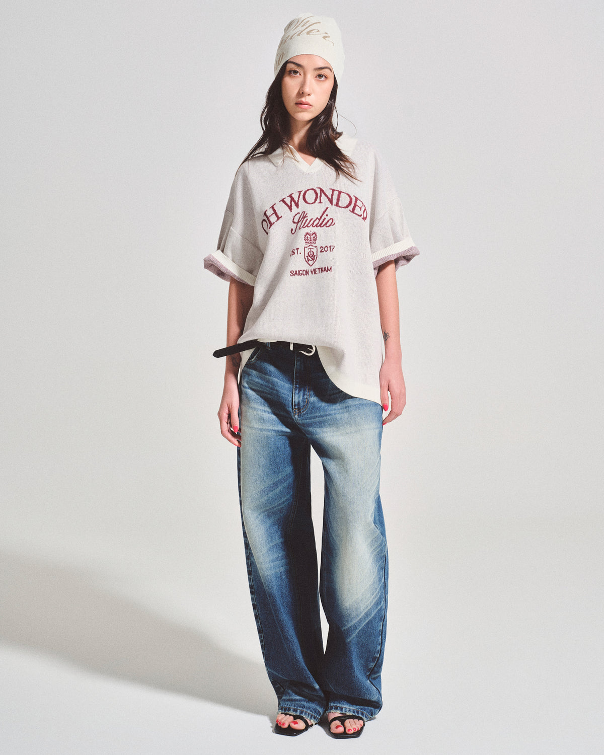 OWST COLLAR KNITTED TEE - CREAM