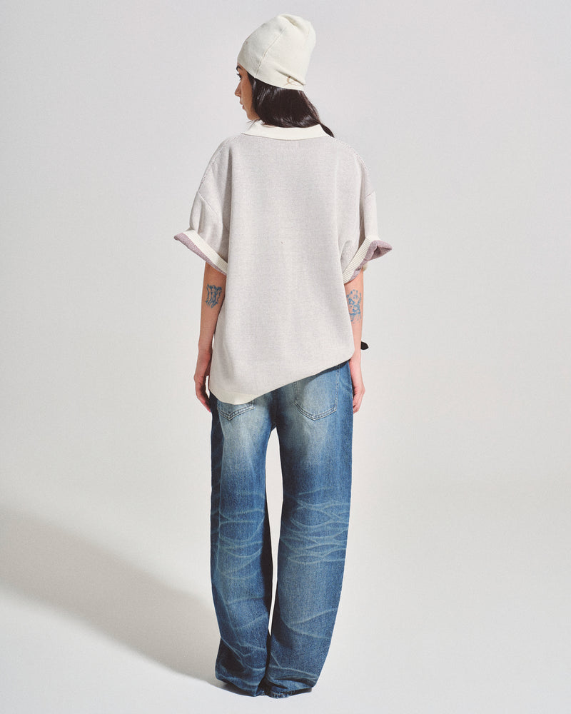 OWST COLLAR KNITTED TEE - CREAM