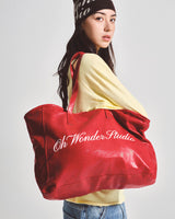OWST LEATHER TOTE BAG RED