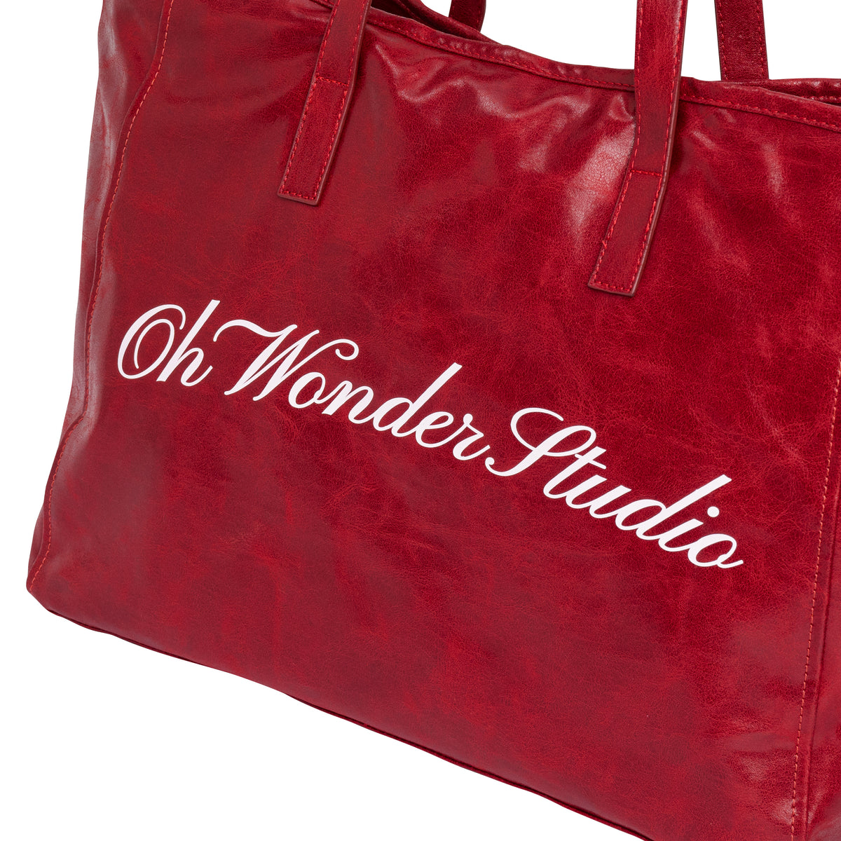 OWST LEATHER TOTE BAG RED