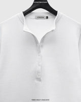 WHITE RIBBED HENLEY TOP