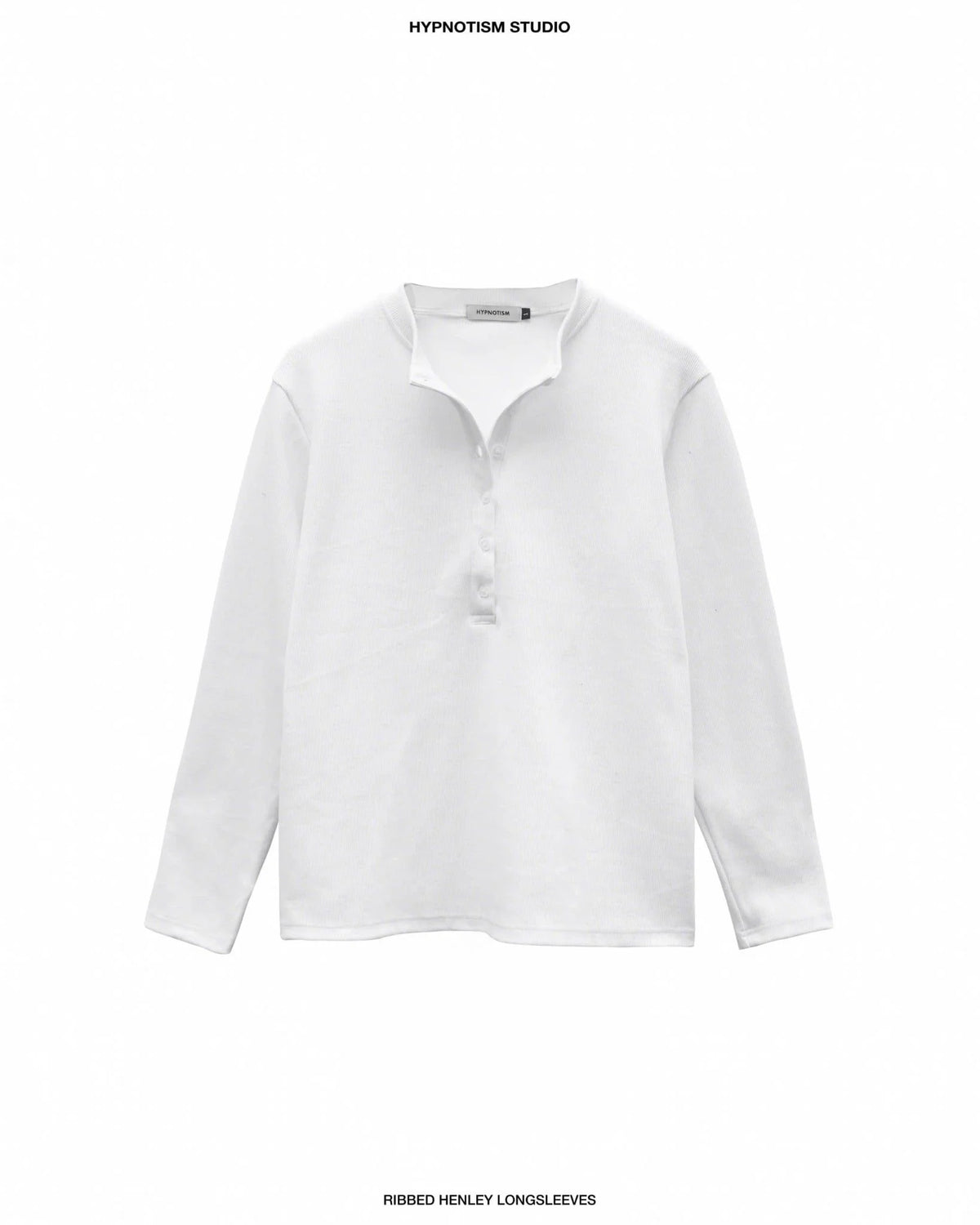WHITE RIBBED HENLEY TOP