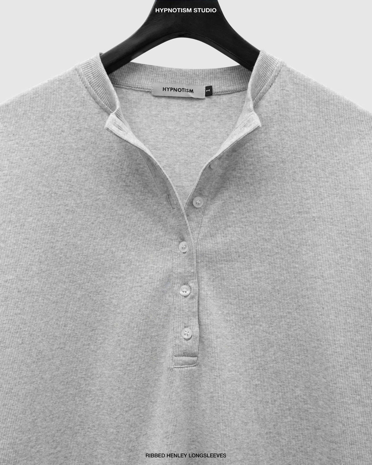 GRAY RIBBED HENLEY TOP