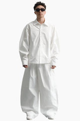 WHITE CURVY SLEEVES SHIRT