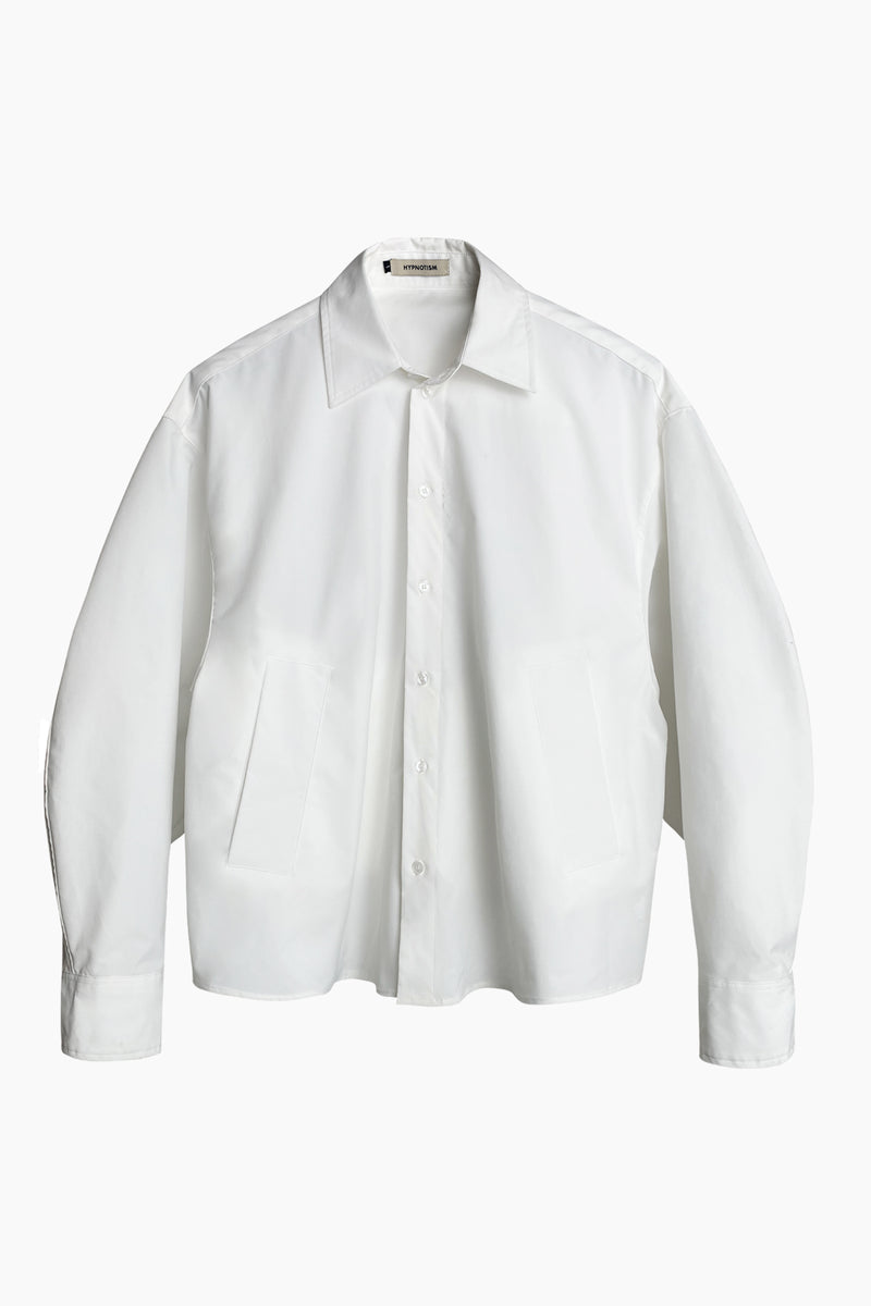 WHITE CURVY SLEEVES SHIRT
