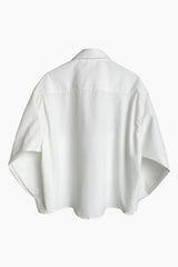 WHITE CURVY SLEEVES SHIRT