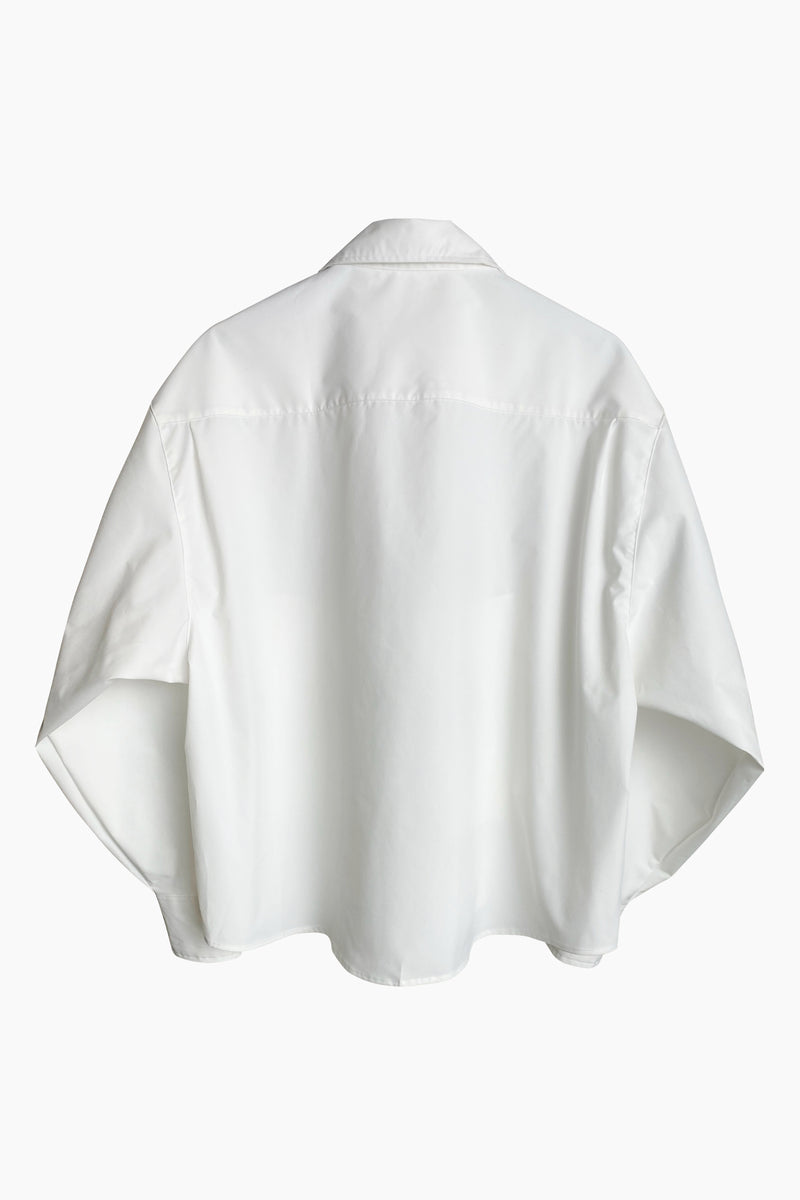 WHITE CURVY SLEEVES SHIRT