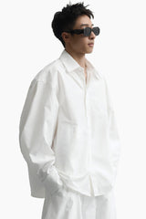 WHITE CURVY SLEEVES SHIRT