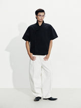 BLACK SLANT SHIRT