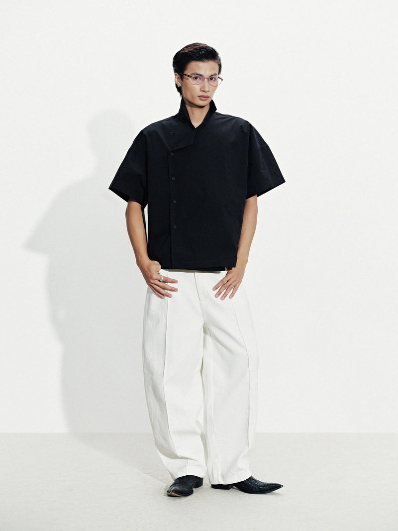 BLACK SLANT SHIRT
