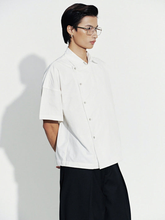 WHITE SLANT SHIRT
