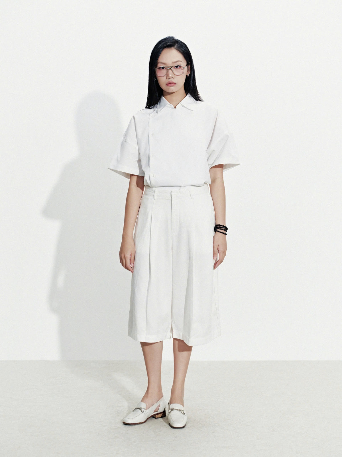 WHITE SLANT SHIRT