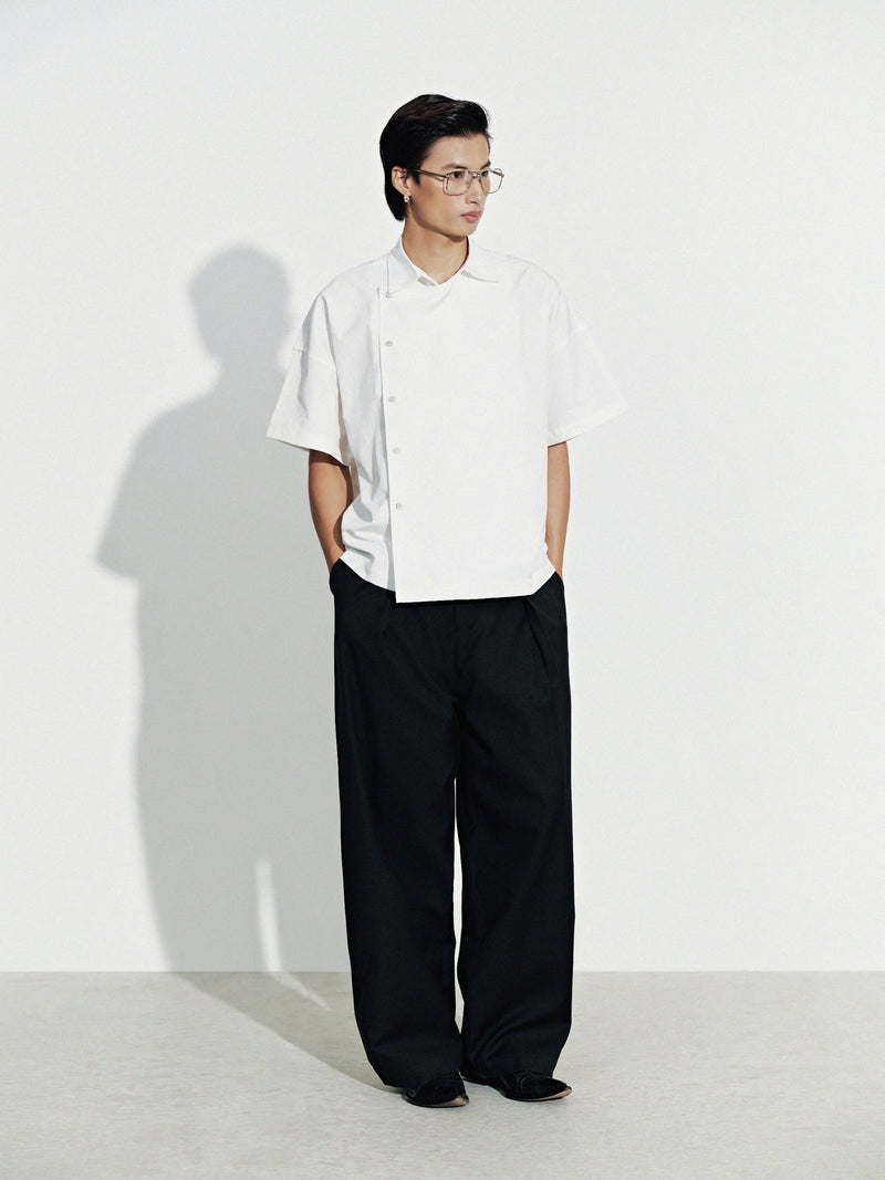 WHITE SLANT SHIRT