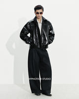 BLACK CRUDE TROUSERS
