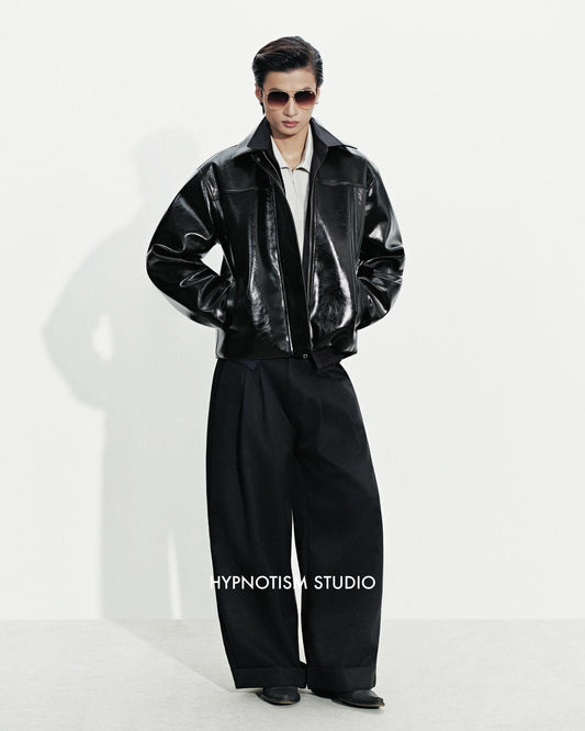 BLACK CRUDE TROUSERS