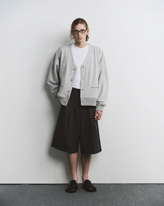 BLACK STRIPED BAGGY SHORTS