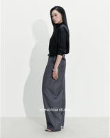 GREY RELAXED PLEATED TROUSERS