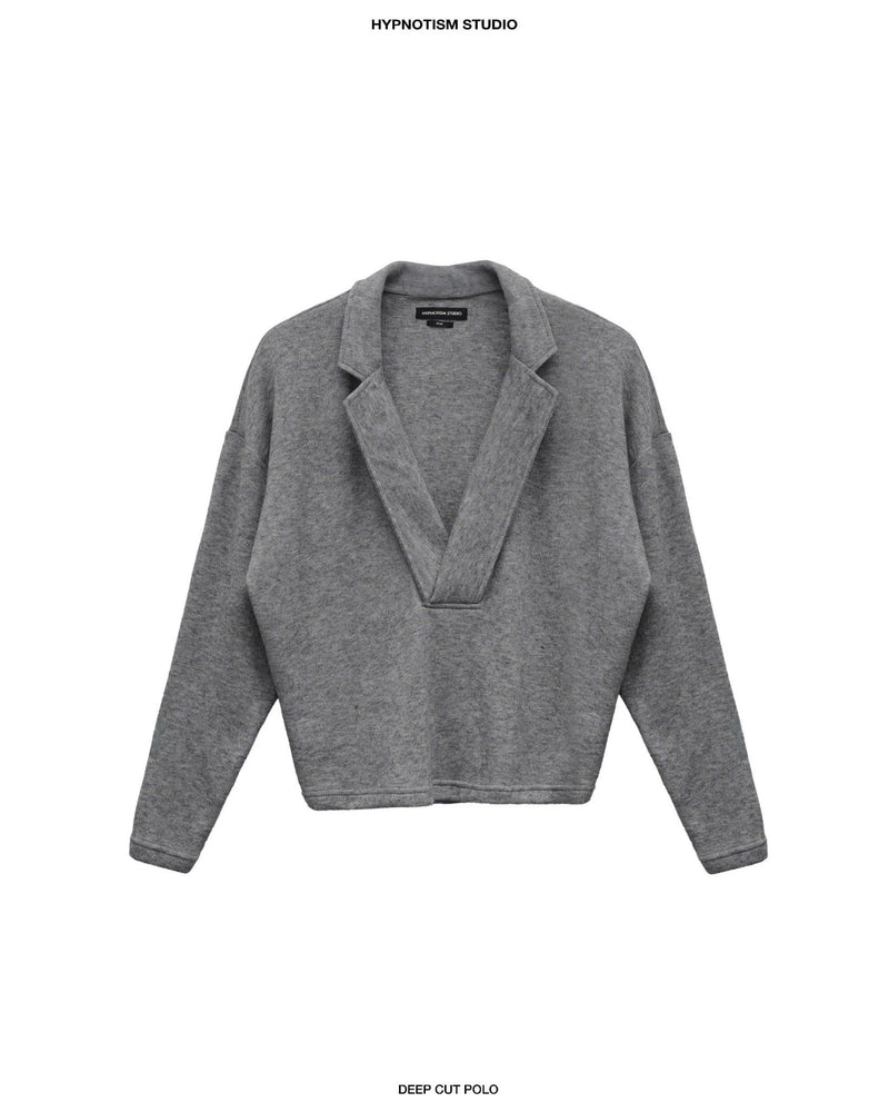 GREY DEEP CUT POLO