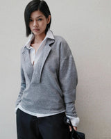GREY DEEP CUT POLO