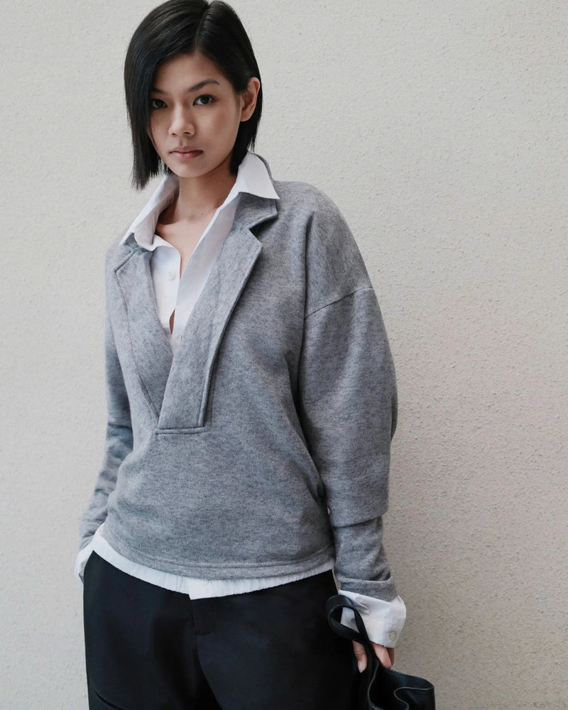 GREY DEEP CUT POLO