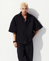 BLACK WELTED POCKET SHIRT