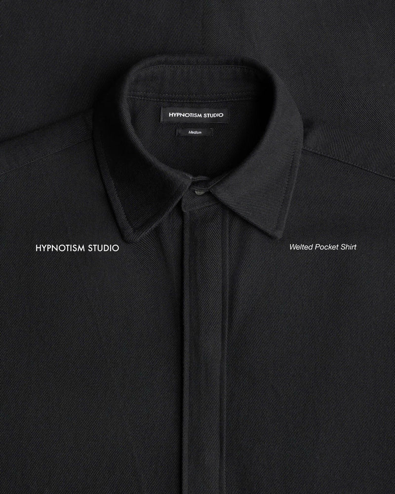 BLACK WELTED POCKET SHIRT