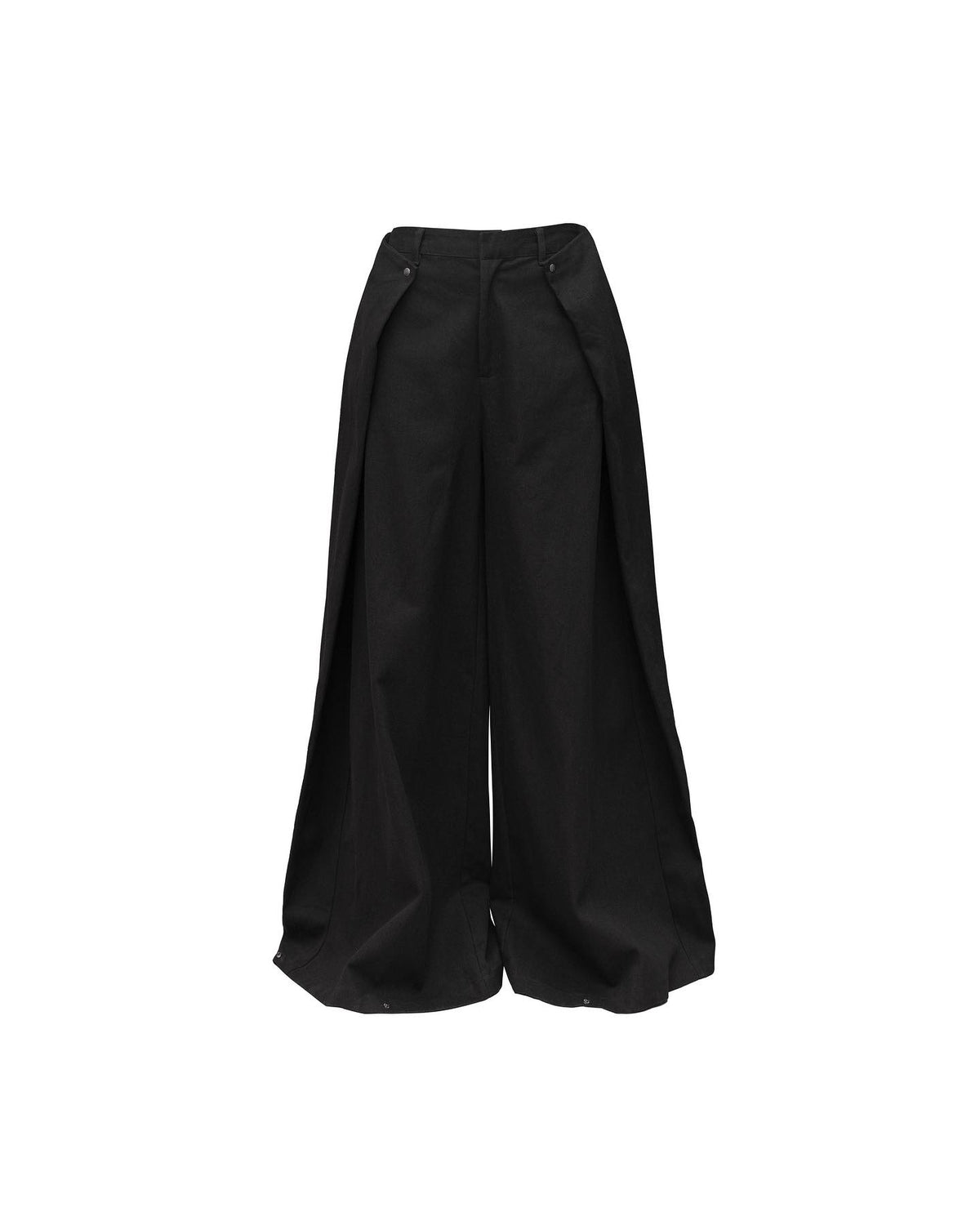 BLACK LOOSE WIDE PLEAT PANTS