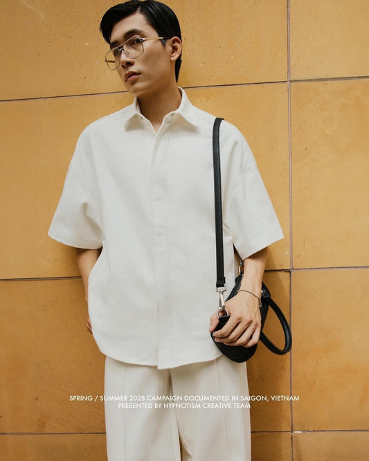 WHITE WELTED POCKET SHIRT
