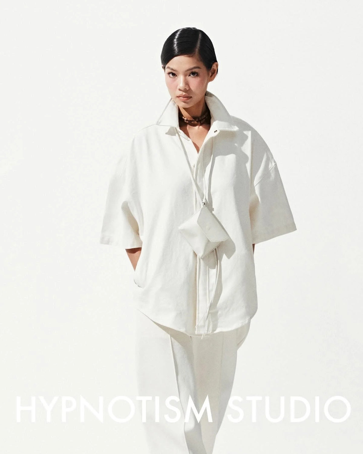 WHITE WELTED POCKET SHIRT