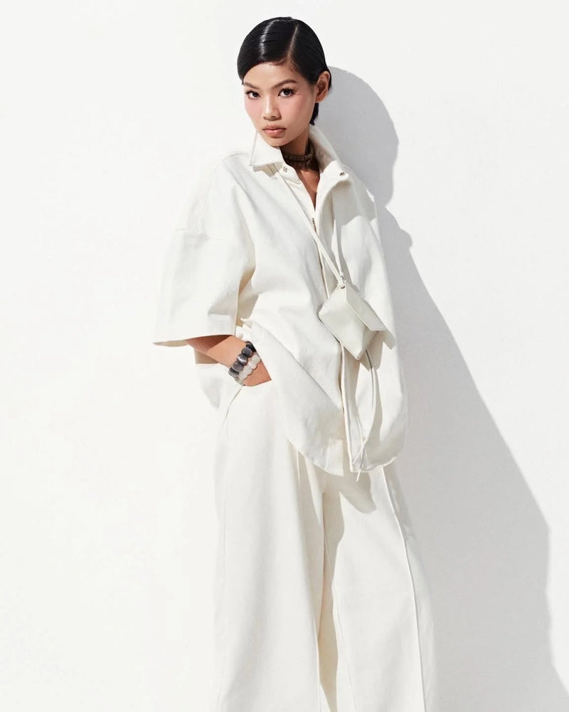 WHITE WELTED POCKET SHIRT