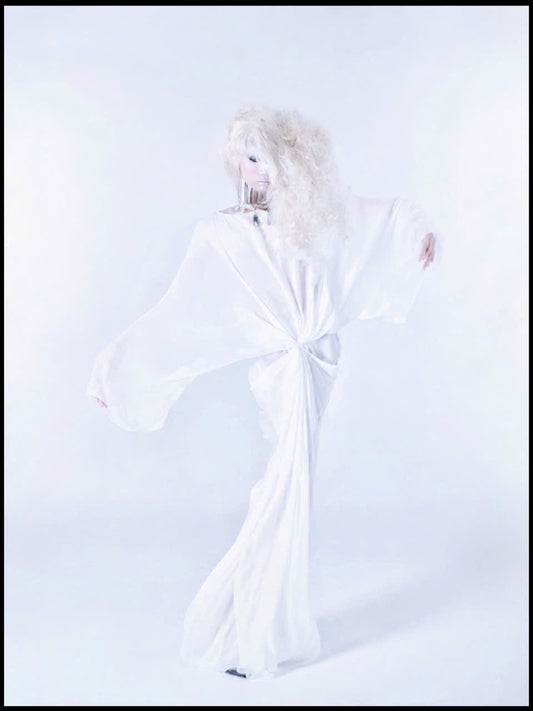 OFF-WHITE PERLE DE L’ORIENT SILK CHIFFON GOWN